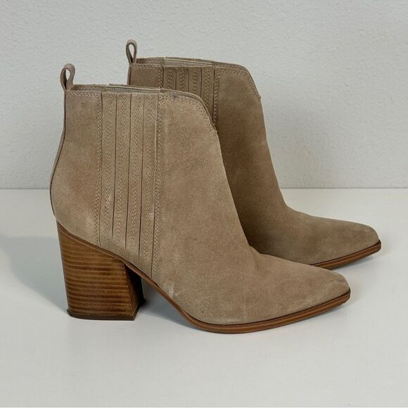Marc Fisher Maree Suede Stacked Heel Booties 10 - Picture 1 of 8